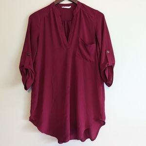 Lush Tunic Blouse Roll Tab 3/4 Sleeves XS EUC